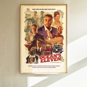 Póster de la película Ocean's Eleven, arte de pared, decoración de habitación, regalo personalizado, película, coleccionable, lienzo envuelto, marco