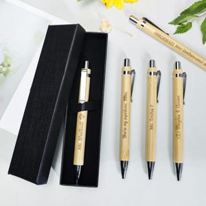 Custom Engraved Wooden Pens, Custom Logo Text Ballpoint Pens, Personalised Wedding Guest Pen Gifts, Wedding Favors, Bamboo Pen, Gift for Him