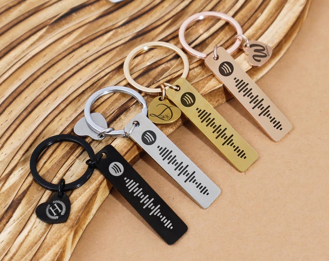 Custom Spotify Keychains Music Scannable Keyring Personalised Music Gift Engraved Song Lyric Key Fob Anniversary Birthday Gift Car Keyring