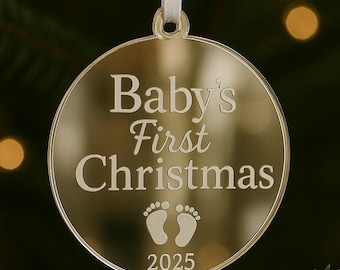 Baby’s First Christmas Mirror Acrylic Ornament – Personalised Keepsake - Baby Christmas Gift - Custom Xmas Bauble