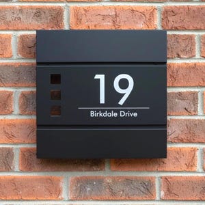 Personalised Engraved Modern Letterbox - Contemporary Mailbox - Personalised Post Box, Lockable Post Box - Housewarming Gift - Design 1