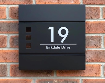 Personalised Engraved Modern Letterbox - Contemporary Mailbox - Personalised Post Box, Lockable Post Box - Housewarming Gift - Design 1