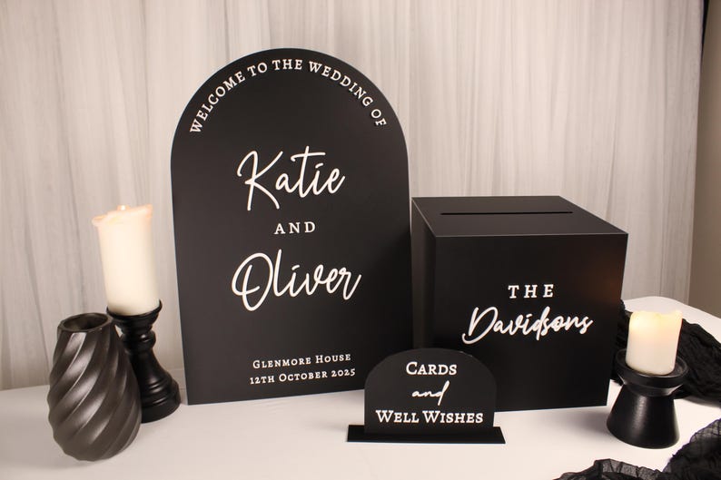 Welcome Sign & Card Box Package. Wedding Card Box, Card Box, Acrylic ...