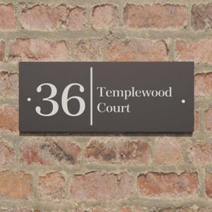 Slate Engraved House Sign - Personalised Slate Home Plaque - Modern Home Decor - House number sign - Sherwood