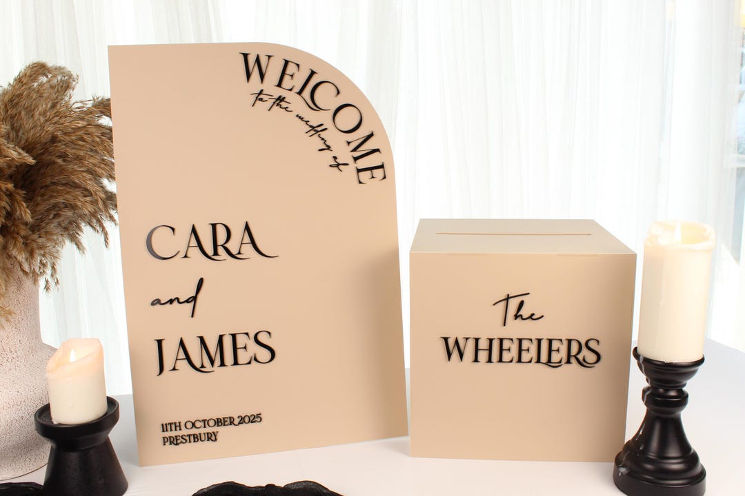 Welcome Sign & Card Box Package. Wedding Card Box, Card Box, Acrylic ...
