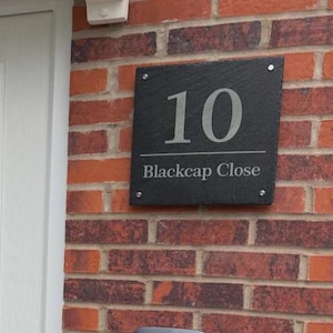 Slate Custom Engraved House Sign - Personalised Slate Home Plaque - Modern Home Decor - House number sign - Keswick