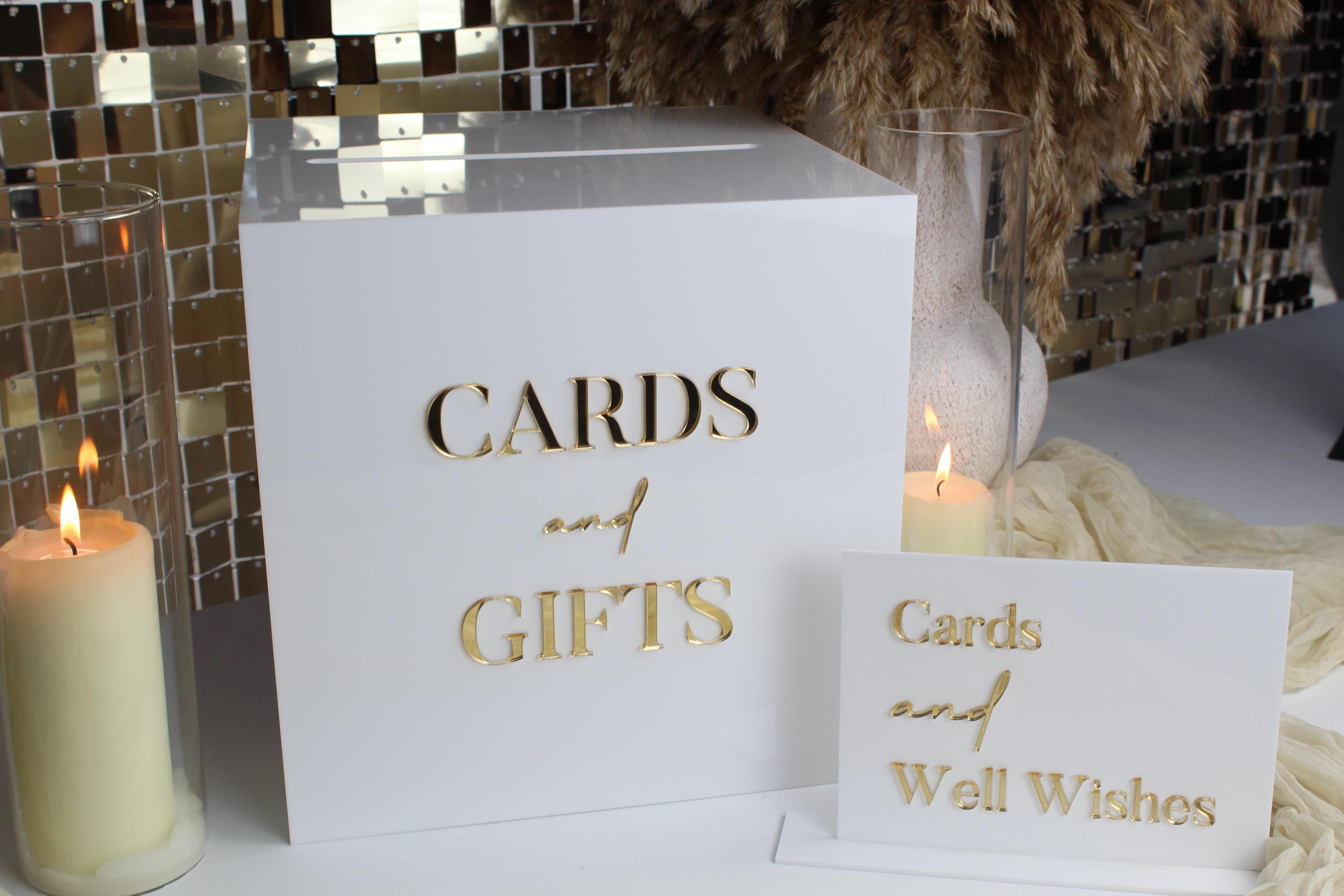 Wedding Card Box With Cards and Well Wishes Sign, Acrylic Wedding Card ...
