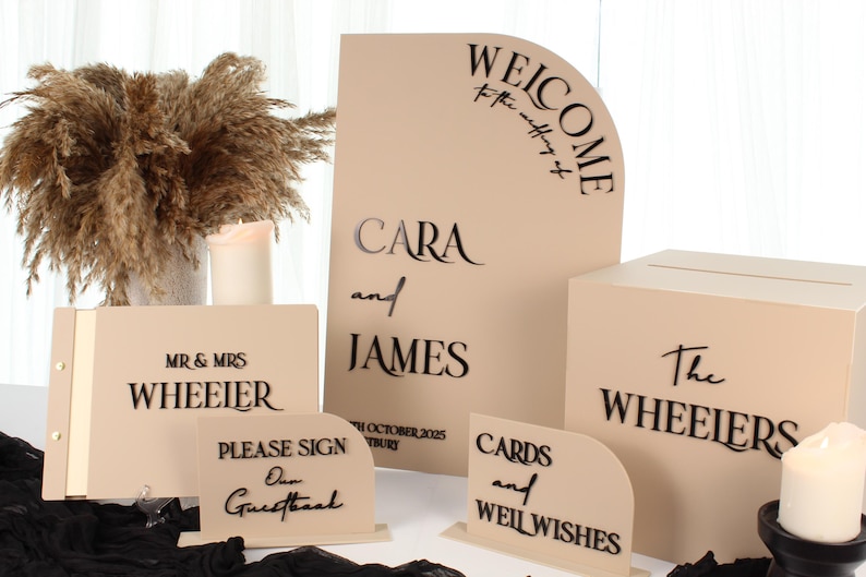Welcome Sign, Card Box, Guestbook & Signs X2 Package. Wedding Card Box ...