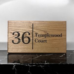 Oak Engraved House Sign - House Number Plaque - House Name Signs - Oak House Number Santorini