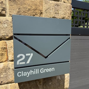 Personalised Engraved Modern Letterbox - Contemporary Mailbox - Personalised Post Box, Lockable Post Box - Housewarming Gift - Design 3