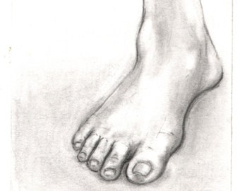 Foot - Anatomy Study aceo art card original pencil drawing 2.5 x 3.5 feet