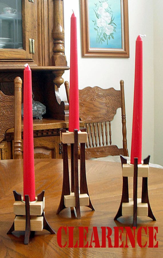 Wooden Candle holder Trio Etsy