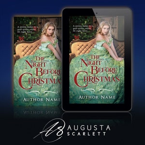 Vorgefertigtes Ebook Cover: Historischer oder Zeitgenössischer Weihnachtsroman mit Ballkleid Frau vor Weihnachtbaum. Personalisierbar.