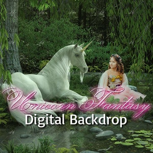 Digital Backdrop - Unicorn Fantasy 3D Render for Photography & Art, Magical Backgrounds for Creative Projects