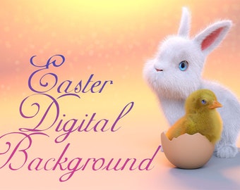 Easter Bunny Chick and Egg Digital Background