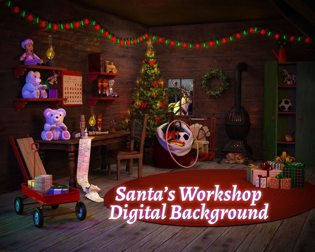 Santa's Toy Workshop Digital Background: Christmas Photography (instant ...