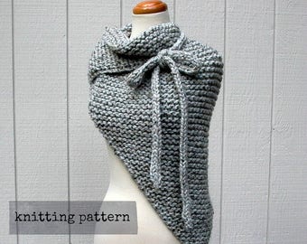 that's a wrap. easy knitting pattern . chunky knit shawl pattern . cape poncho pdf knit pattern . oversized triangle bandana scarf pattern