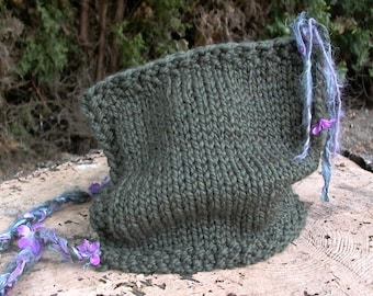 faery watcher's hood. handknit chunky fairy elven pixie hat
