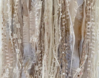 champagne wishes fiber effects™ 12x2= 24yd yarn bundle . gold cream mixed media yarn pack