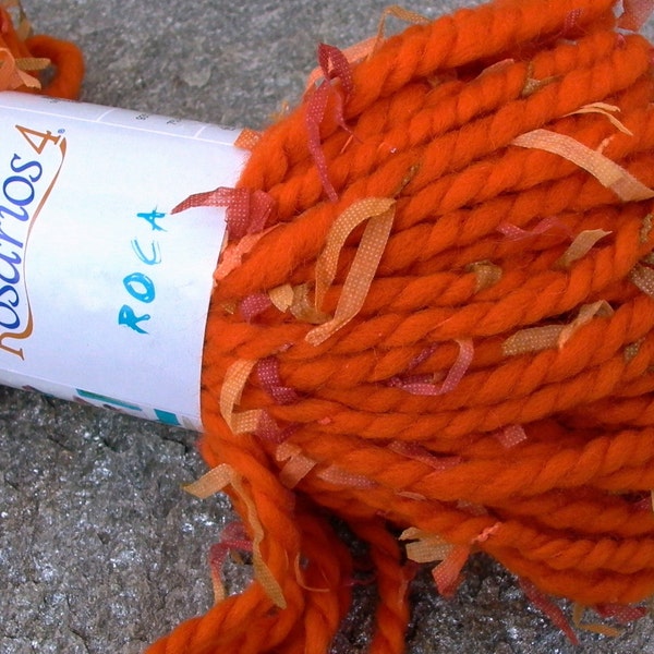 super bulky wool yarn . falling leaves . 51yd 100g . burnt orange pumpkin extra chunky wool yarn . paper ribbon flag leaf novelty art yarn