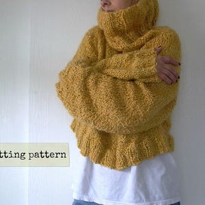 Easy Like Sunday. oversized sweater knitting pattern . cropped sweater pattern . cowl neck chunky knit sweater pattern . pdf knit pattern