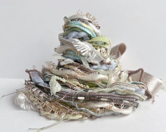 zen fringe effects™ mixed media fiber pack 21yd  . sky blue cream willow green beige