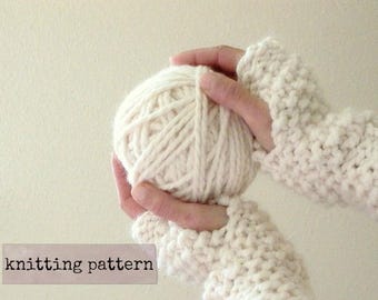 instant download knitting pattern . Cream Puff fingerless mittens pattern . PDF electronic delivery . fingerless gloves knitting pattern