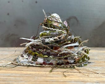 pikes peak fiber effects™  12yd art yarn bundle . moss green tan bronze gold