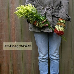 fingerless gloves knitting pattern . Ripple Effect pattern . PDF glove knitting pattern  . fingerless mittens gauntlets knitting pattern