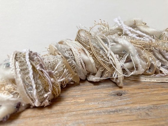 granola fiber effects™ 12x2= 24yd art yarn bundle . neutral mixed media textiles craft kit . fringe tassel making dreamcatchers junk journal