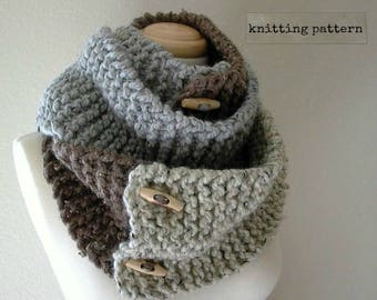 as you like it. knitting pattern convertible cowl neck scarf wardrobe . chunky knit button scarf pdf . easy beginner knit pattern tutorial