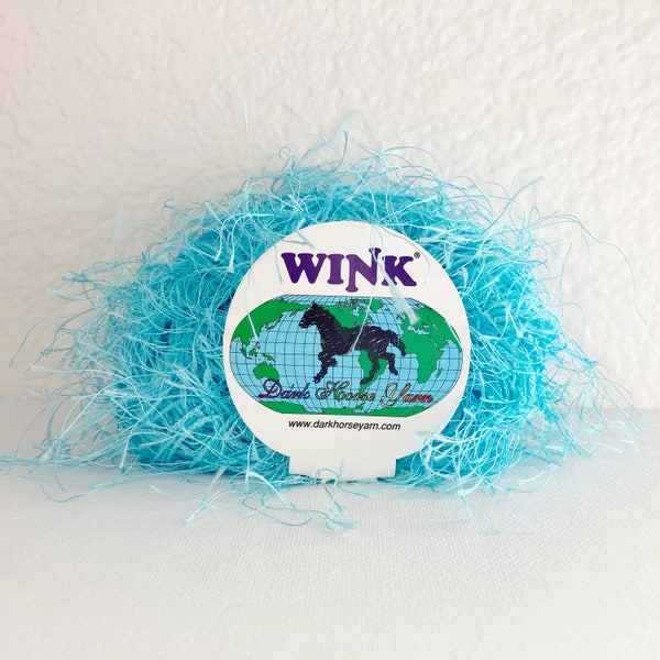 aqua blue eyelash yarn . dark horse wink . 73yd . fun fur long fluttery eyelash novelty yarn . knit crochet fiber art crafts