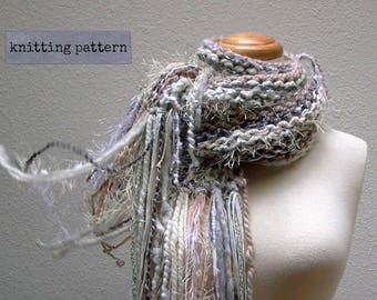 scarf knitting pattern . 24/7 knit scarf pattern . instant download pdf scarf knit pattern . diy scrap yarn knitting pattern scarf tutorial