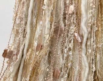 gold digger fiber effects™  art yarn bundle 22yds mixed media yarn pack . gold champagne cream ecru