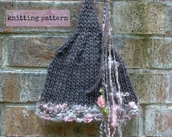 Faerie Hat pattern . instant download knitting pattern . pixie hat knitting pattern . PDF knit hat pattern . diy fairy stocking cap tutorial