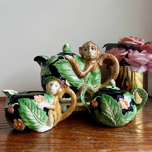 Vintage Fitz and Floyd Monkey Teapot Set 3