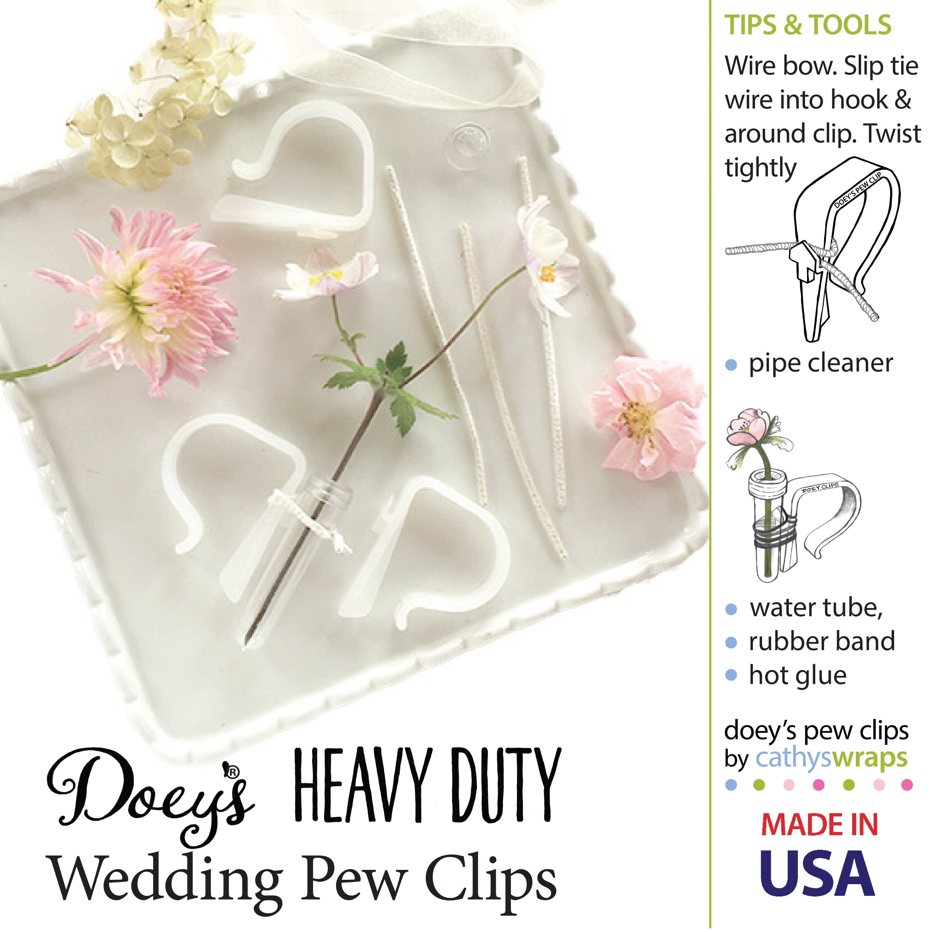 Doey's Heavy Duty Pew Clips: Wedding Aisle Decoration Hooks - 24 Pack MADE  in USA - Etsy Sweden, image size:3000x3000