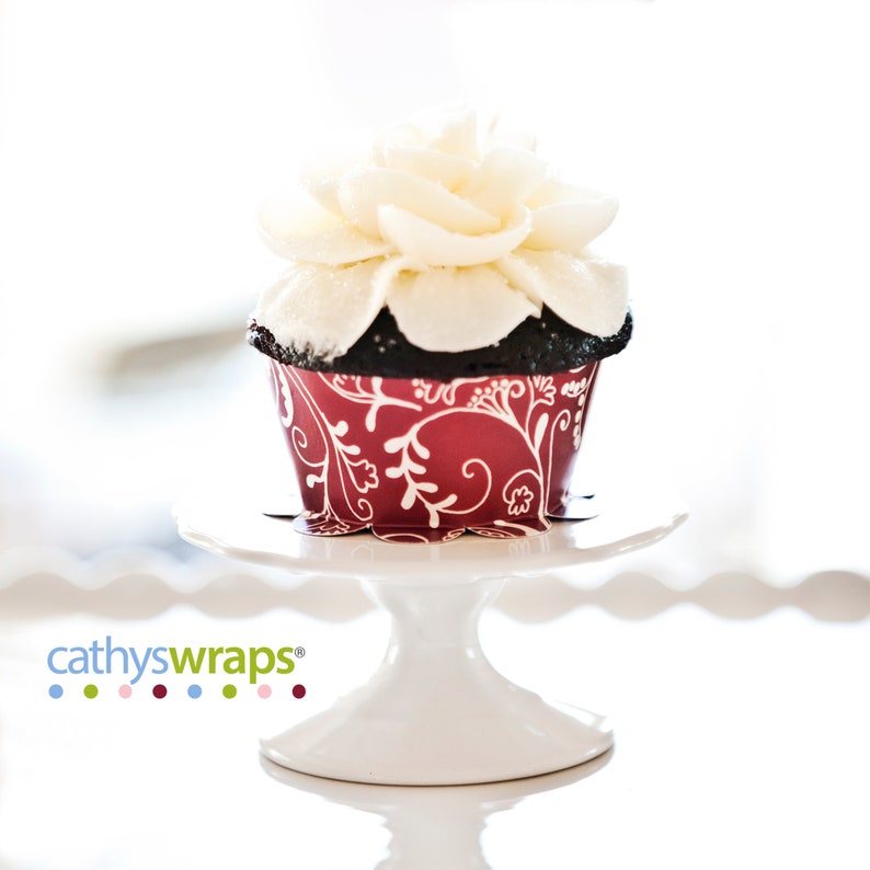 24 Tea Cup Cupcake Wraps & Tea Party Decoration. Baby, Bridal Shower and Birthdays. Polka Dot / Floral image 9