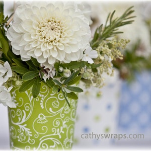6 Periwinkle Blue Vases & Flower Pots, Flower Centerpiece, Gift Tag, Favo, Polka Dot, Damask, Stripe. Bridal, Baby Shower, Party Decoration image 3