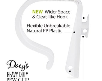 Doey's HEAVY DUTY Pew Clips attach Wedding Aisle Pew Decorations on Pews, Chairs, Tables - bows, tulle, aisle markers, Flowers -18 Pew Hooks