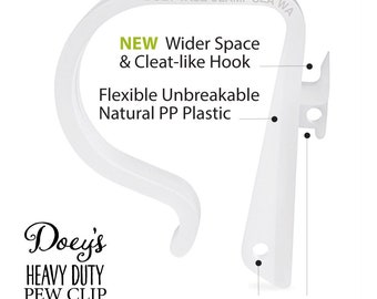 Doey's HEAVY DUTY Pew Clips attach Wedding Aisle Pew Decorations on Pews, Chairs, Tables - bows, tulle, aisle markers, Flowers 48 Pew Hooks