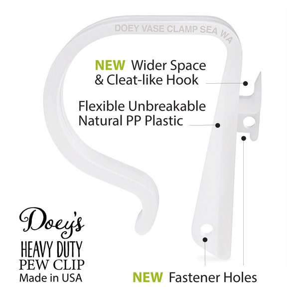 Doey's HEAVY DUTY Pew Clips attach Wedding Aisle Pew Decorations on Pews, Chairs, Tables - Hang jars, bows, tulle, aisle markers 1.16 ea