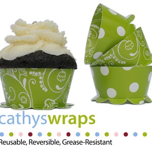 24 Tea Cup Cupcake Wraps & Tea Party Decoration. Baby, Bridal Shower and Birthdays. Polka Dot / Floral image 6