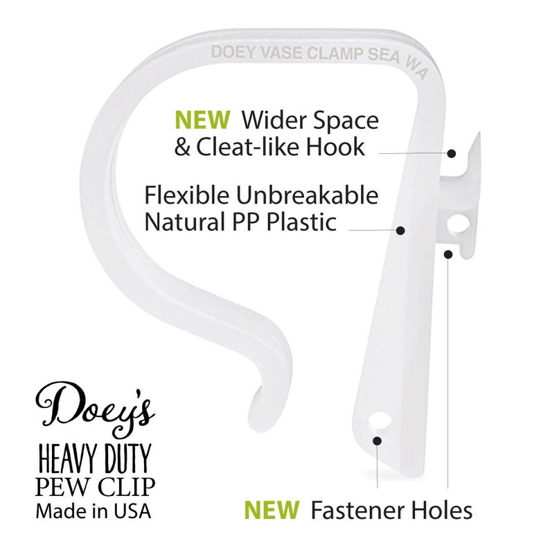 Doey's HEAVY DUTY Pew Clips Attach Elegant Wedding Aisle Decorations to Pews, Chairs, and Tables Quickly Securely 24 Pew Hooks image 1
