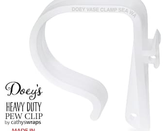 Doey's HEAVY DUTY Pew Clips attach Wedding Aisle Pew Decorations on Pews, Chairs, Tables - bows, tulle, aisle markers, Flowers - 6 Pew Hooks