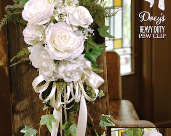 Doey's HEAVY DUTY Pew Clips attach Wedding Aisle Pew Decorations on Pews, Chairs, Tables - bows, tulle, aisle markers, Flowers -12 Pew Hooks