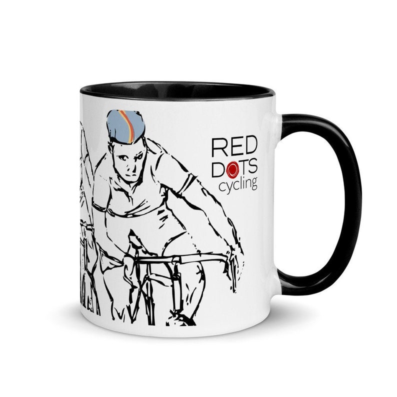 Red Dots Cycling Mug Black