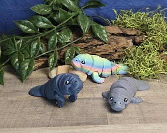 Chunky Manatee Magnet 3D Printed Articulated Desk Accessory Fidget Toy