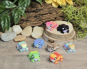 Chunky Frog Micro Rainbow Articulated 3D Print Sensory Fidget Toy Desk Choose Your Own