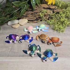 Sea Turtle Micro 3D Printed Articulated Fidget Sensory Desk Toy